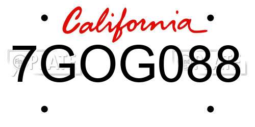 7GOG088 California License Plate