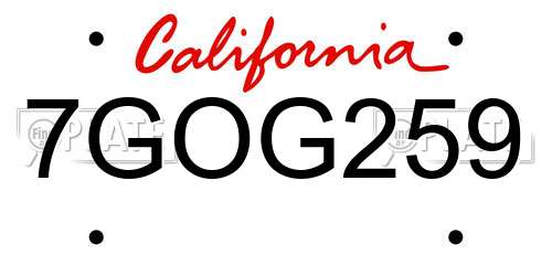 7GOG259 California License Plate