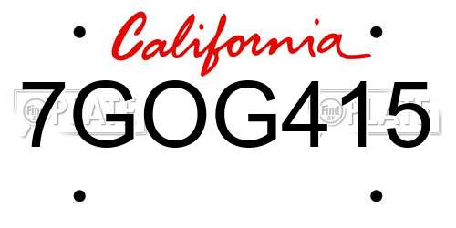 7GOG415 California License Plate