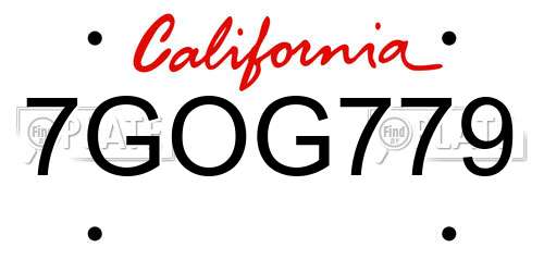 7GOG779 California License Plate