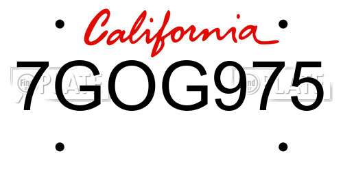 7GOG975 California License Plate