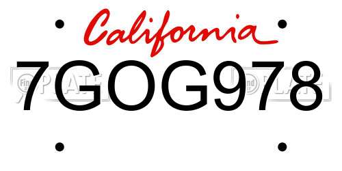 7GOG978 California License Plate