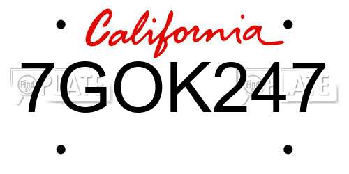 7GOK247 California License Plate