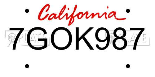 7GOK987 California License Plate