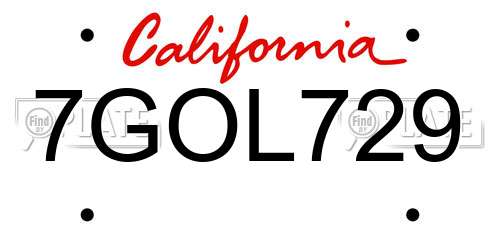 7GOL729 California License Plate