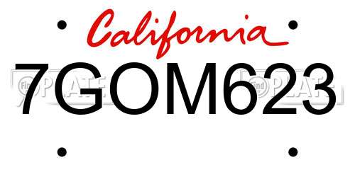 7GOM623 California License Plate