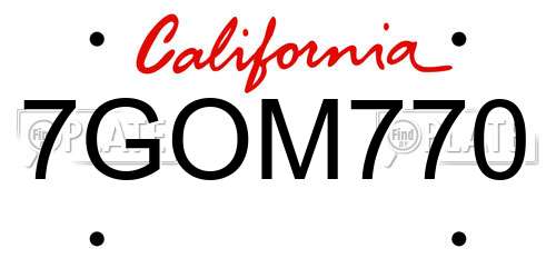 7GOM770 California License Plate