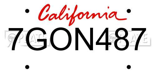 7GON487 California License Plate