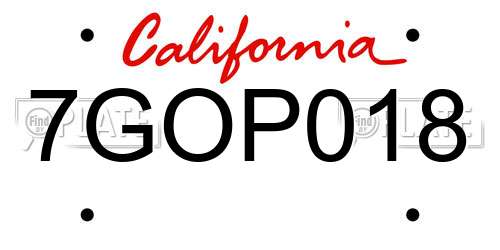 7GOP018 California License Plate