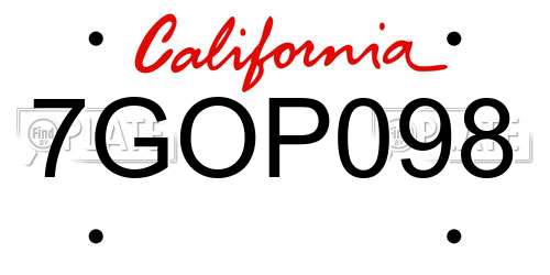 7GOP098 California License Plate