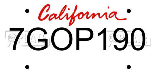 7GOP190 California License Plate