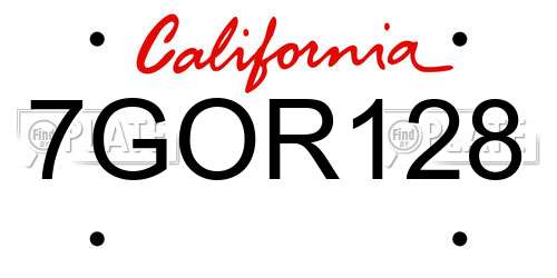 7GOR128 California License Plate