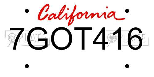 7GOT416 California License Plate