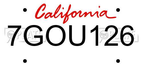 7GOU126 California License Plate