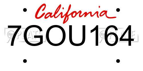 7GOU164 California License Plate