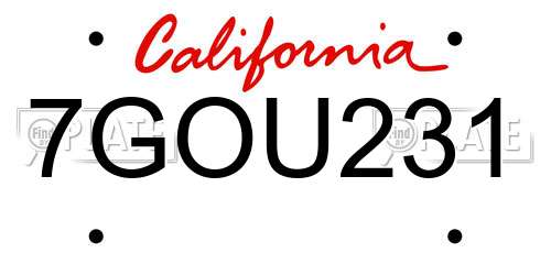7GOU231 California License Plate