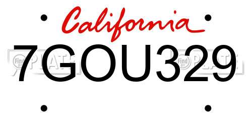 7GOU329 California License Plate
