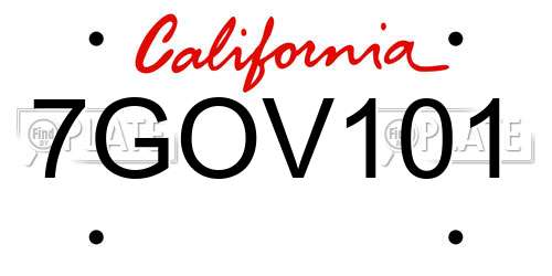7GOV101 California License Plate