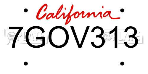 7GOV313 California License Plate