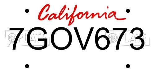 7GOV673 California License Plate