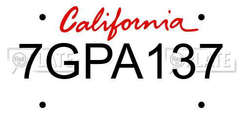 7GPA137 California License Plate