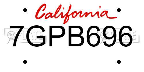7GPB696 California License Plate
