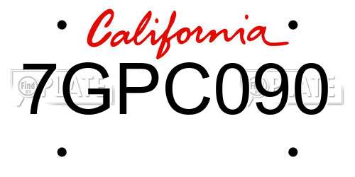 7GPC090 California License Plate