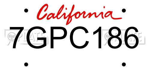 7GPC186 California License Plate