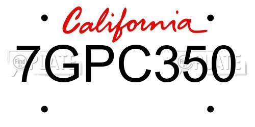 7GPC350 California License Plate
