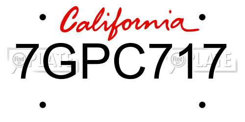7GPC717 California License Plate