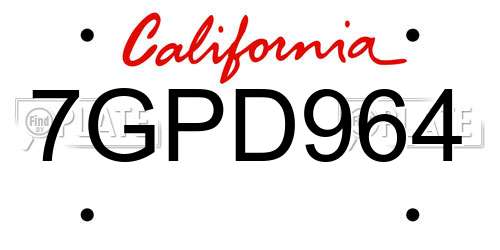 7GPD964 California License Plate