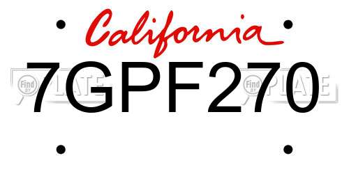 7GPF270 California License Plate
