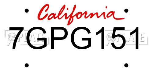 7GPG151 California License Plate