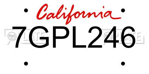 7GPL246 California License Plate