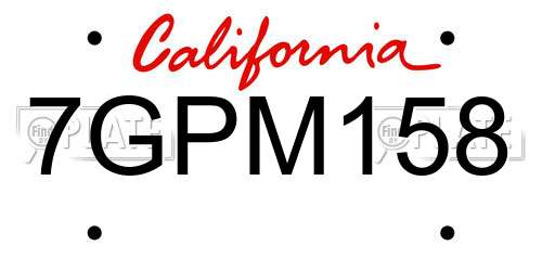 7GPM158 California License Plate