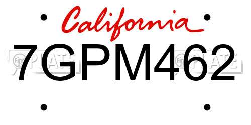 7GPM462 California License Plate