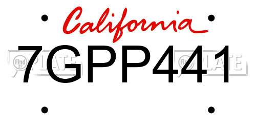 7GPP441 California License Plate