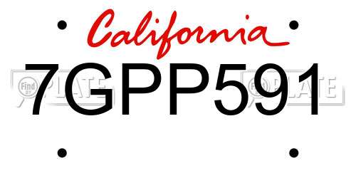 7GPP591 California License Plate