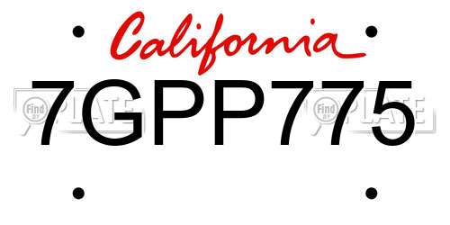 7GPP775 California License Plate
