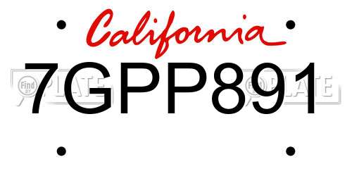 7GPP891 California License Plate