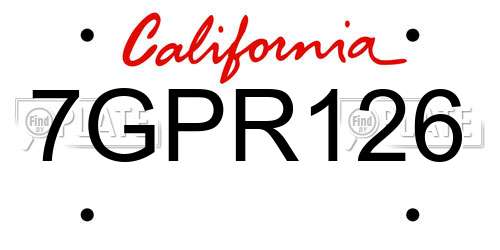 7GPR126 California License Plate