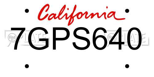 7GPS640 California License Plate
