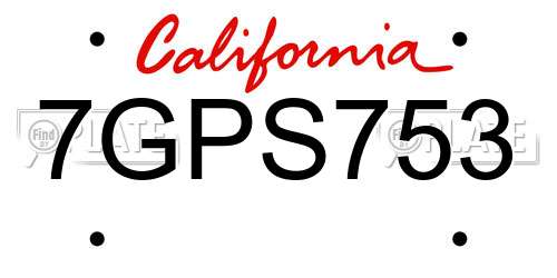 7GPS753 California License Plate