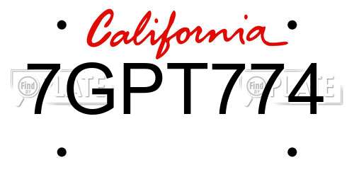 7GPT774 California License Plate