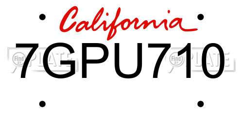 7GPU710 California License Plate