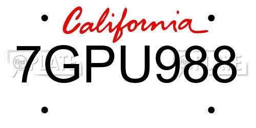 7GPU988 California License Plate