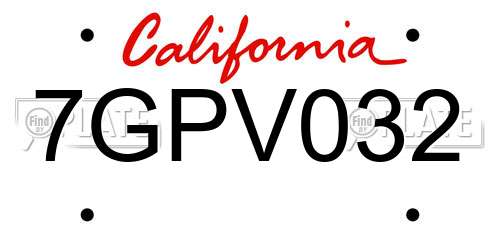 7GPV032 California License Plate