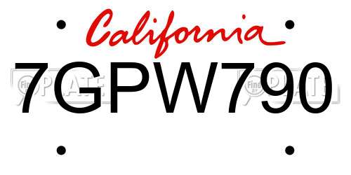 7GPW790 California License Plate