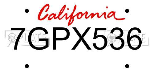 7GPX536 California License Plate