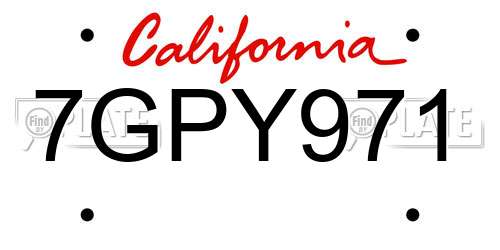 7GPY971 California License Plate